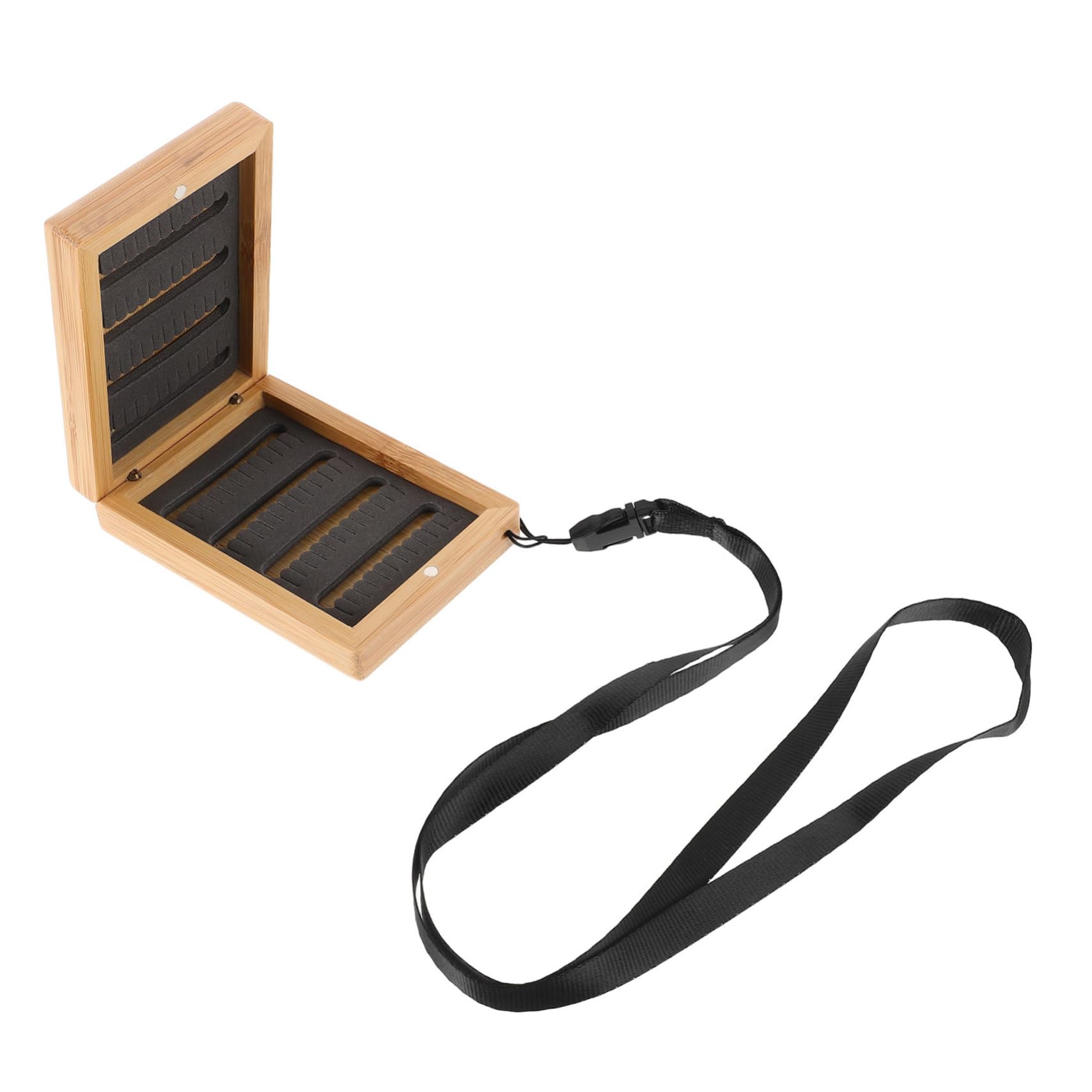 INOOMP Portable Bamboo Tackle Organizer Small Fly Fishing Box for Hooks Beads Mini Organizer Box Containers for Trout Jewelry