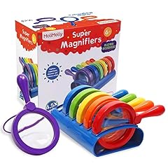 Kids Jumbo Magnifying Glass with Stand- 6 Pieces,Ages 3+, Easy Grasp Primary Science Magnifiers with Stand,Science Classroom Accessories, Teacher Supplies, Observation Toys for Kids