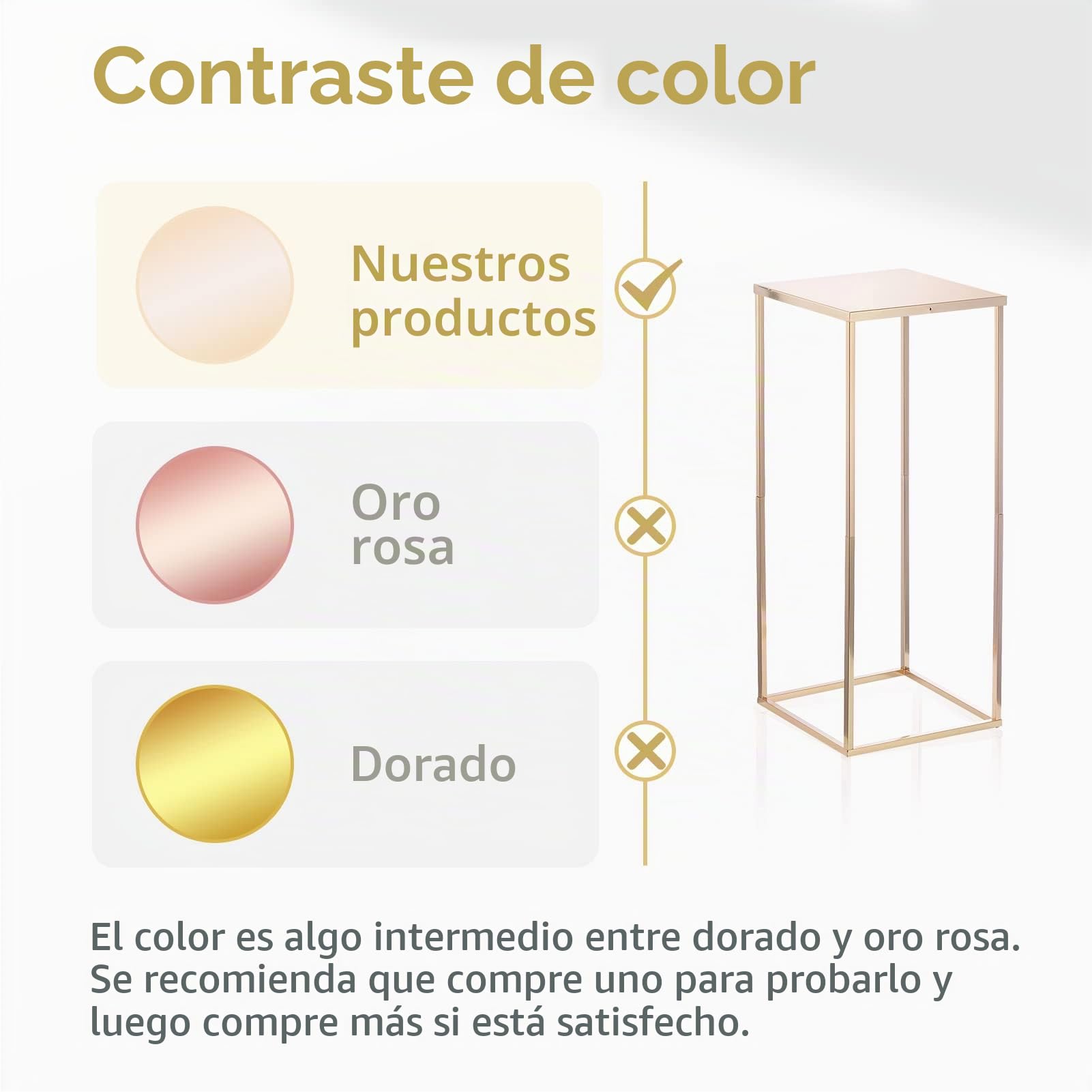 Nuptio Jarrón Oro para Centros Mesa Boda 2 Piezas 60cm Altura Flores Metal Jarrones Piso Columna Geométrica Pieza Central Se Encuentra Estante Pantalla Rectangular para Bodas Decoraciones Fiesta