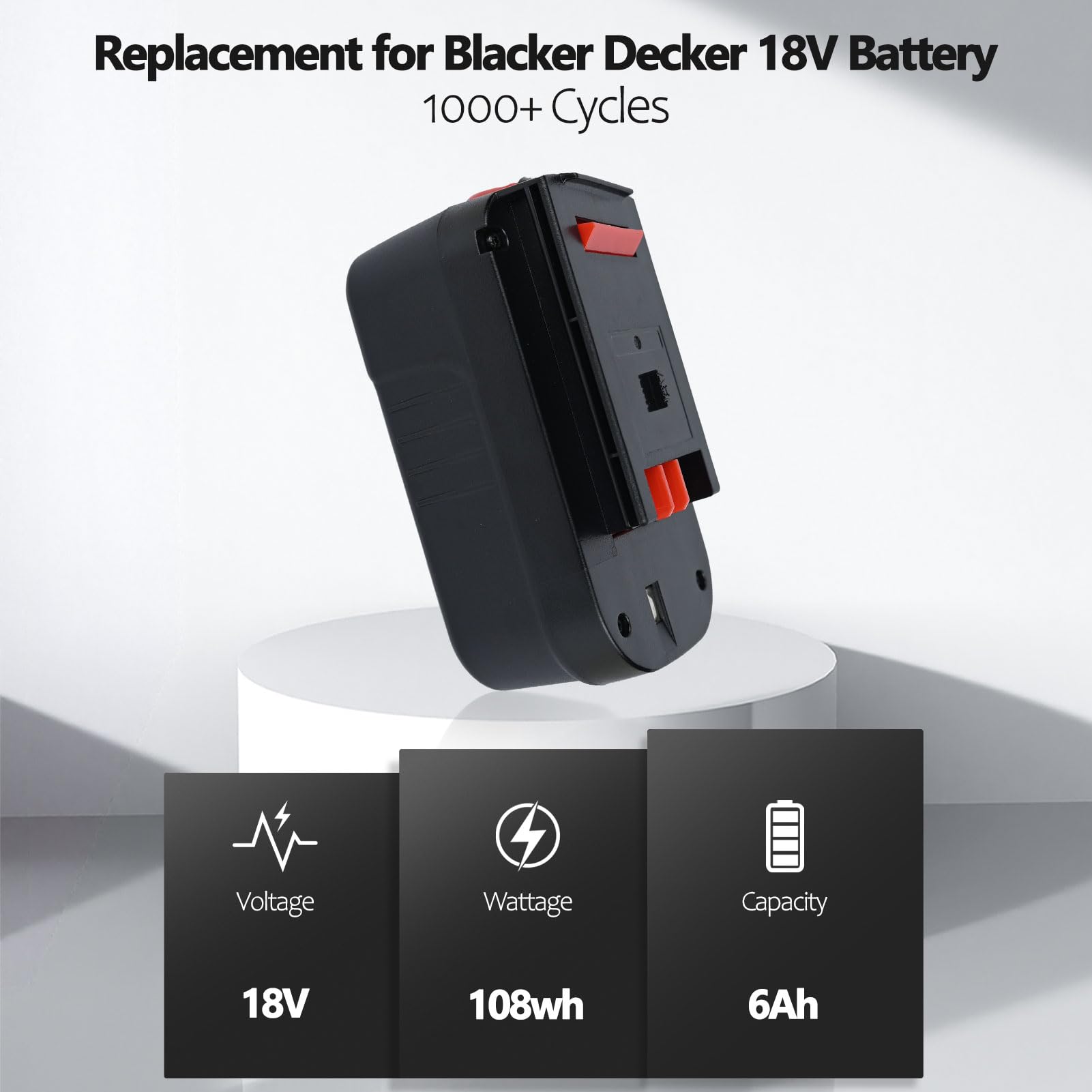 Batterie au lithium 18 V 6,0h HPB18 de rechange pour batterie Black and Decker 18 V 244760-00 HPB18 A1718 A18 A18E A18NH HPB18-OPE FS180BX FS18BX FS18FL FSB18 Firestorm 18 V
