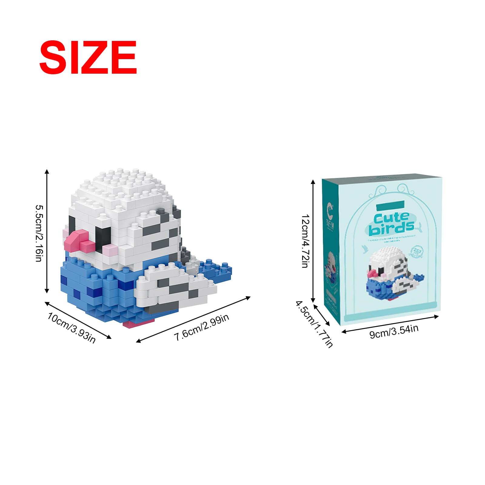 NOOLY Parrot Micro Building Bricks Kit Bird Thmed Blocks Set Decoration for Home and Office WKLJM-01 253Pcs (Blue) 8913 - Image 3