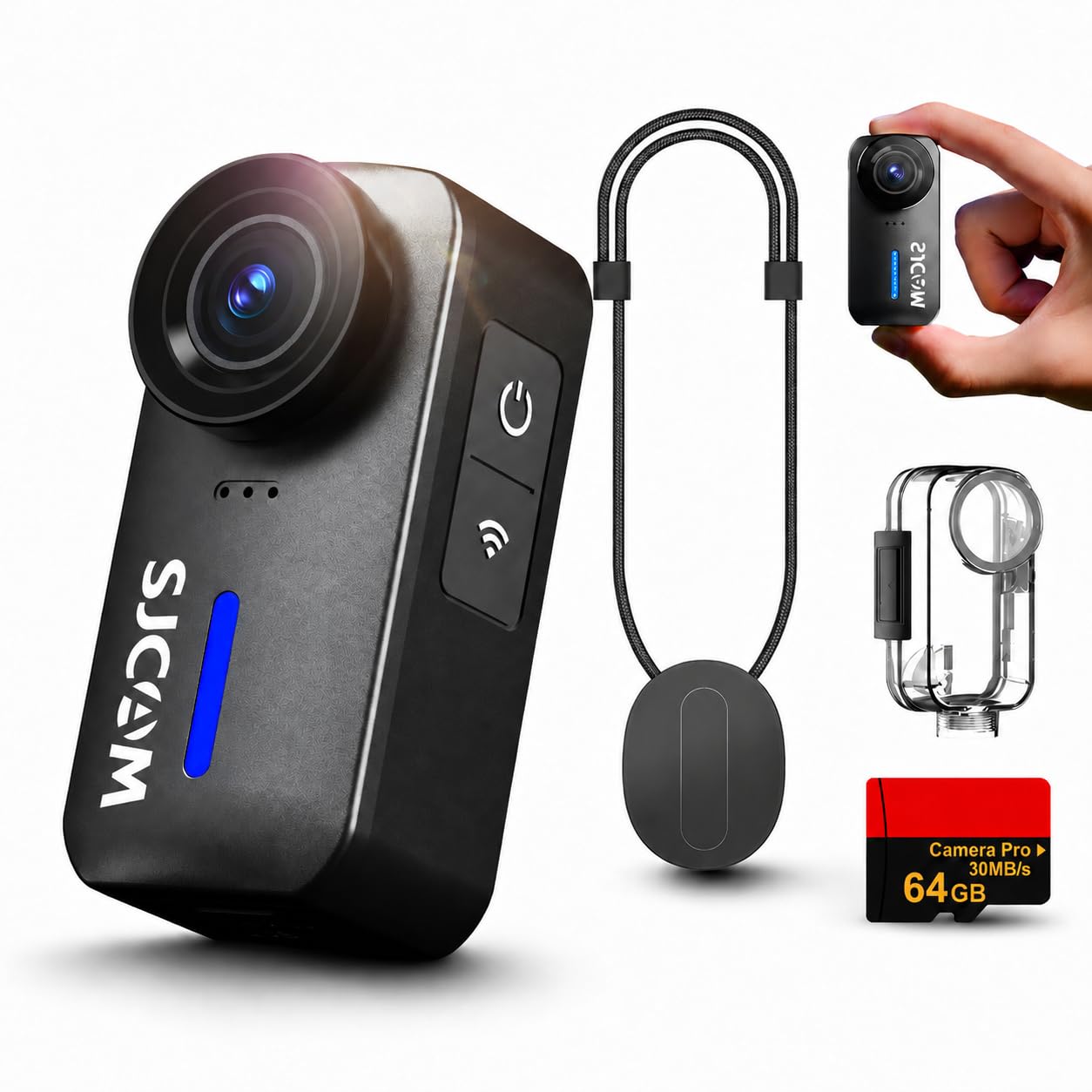 SJCAM C110Plus Magnetic Combo, 4K POV Pocket Action Camera,170° FOV, 6-Axis Stabilization,Mini Body Camera, Waterproof, Wearable cam for travel sport,Built-in Mic for Vlogging, with Helmet Mount,Black-image-22