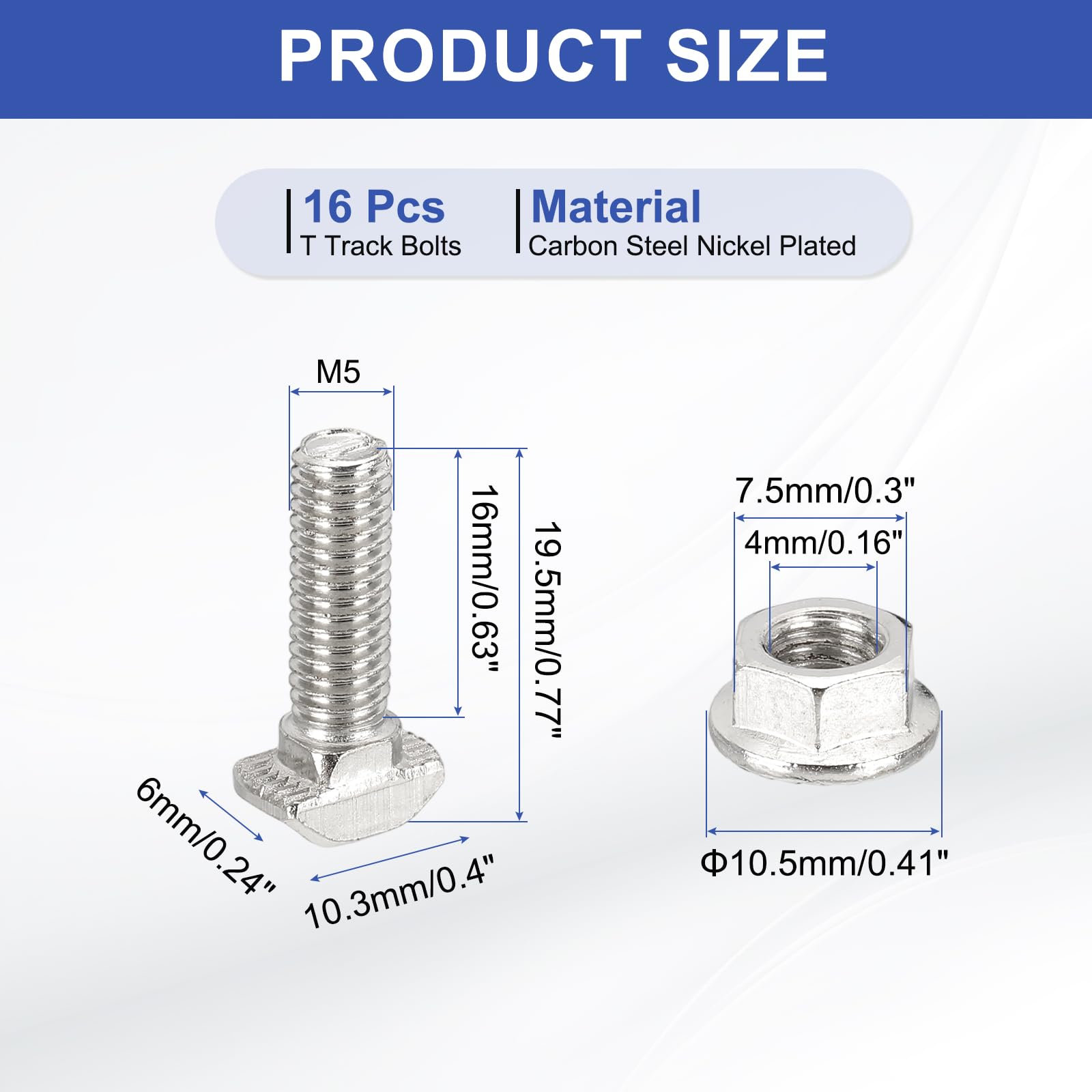 PATIKIL M5x16mm T-Slot Bolts - Image 2