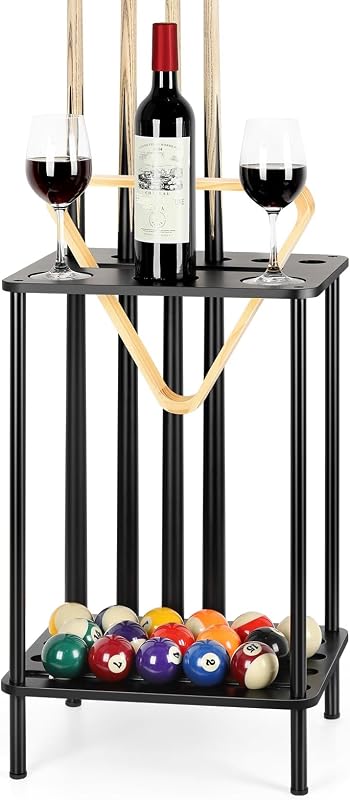 smusei Soporte para palos de piscina, soporte para tacos de piscina, soporte para palos de billar, accesorios para mesa de billar, sala de juegos, club, capacidad para 6 tacos, color negro