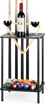 smusei Pool Stick Holder Pool Cue Holder Pool Cue Stick Rack Floor Stand Billiard Stick Holder Pool Table Accessories for Billiard Room Game Room Club Holds 6 Cues, Black