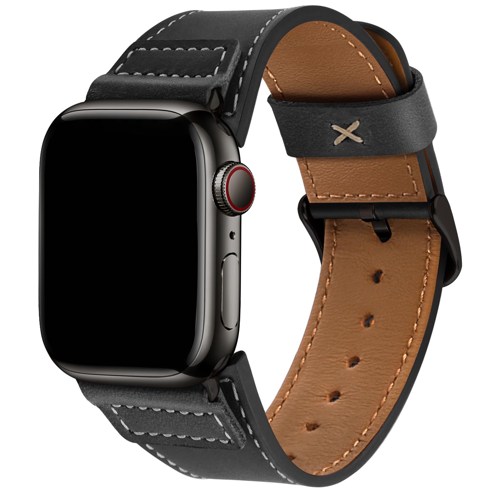 Wristitani Leather Bands Compatible With Apple Watch Band 49mm 45mm 44mm 42mm for Men, Top Grain Genuine Leather Replacement Strap for iWatch Ultra2 Ultra Series 9 8 7 SE2 SE 6 5 4 3