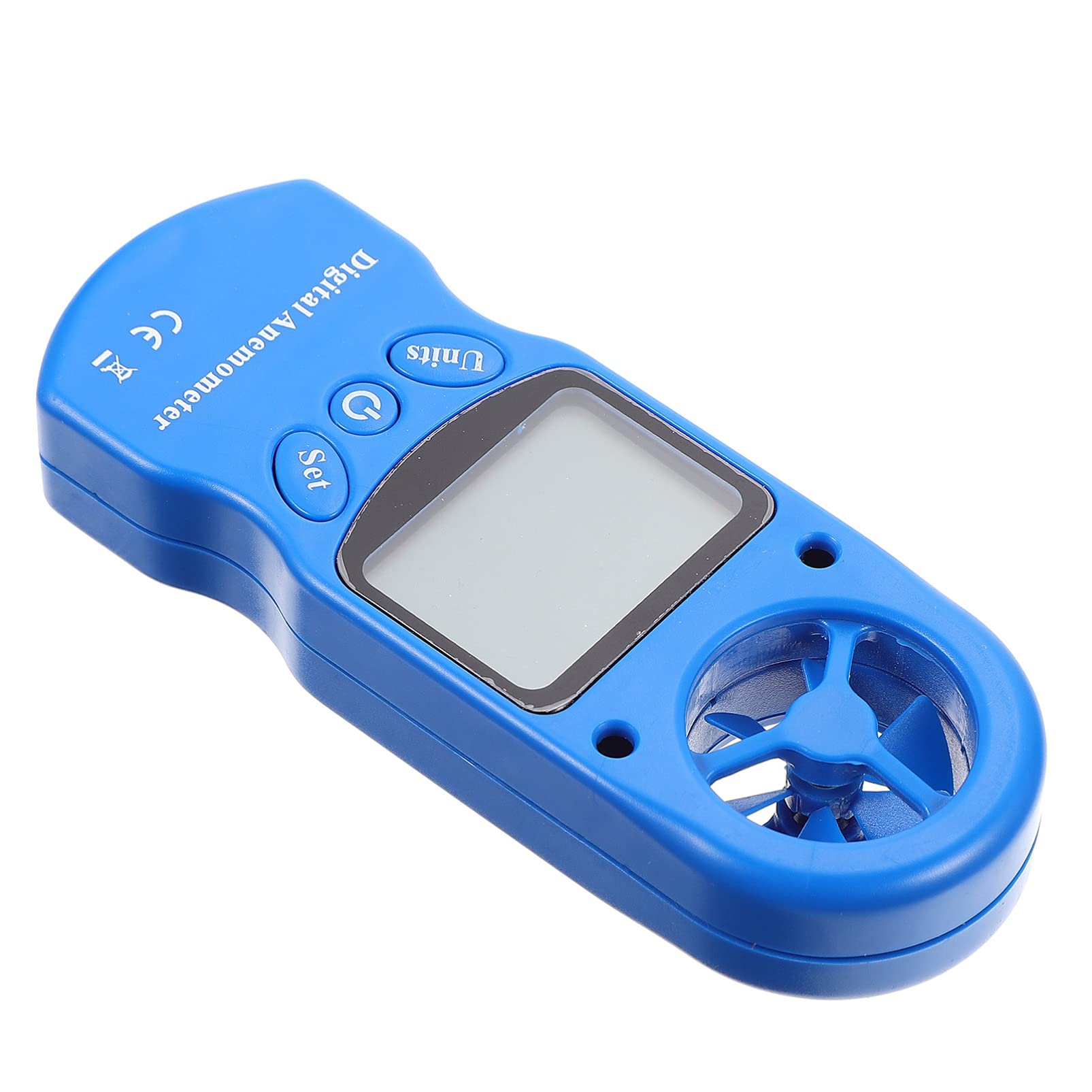 Termoigrometro Digitale Portatile Mini 1 Pezzo Plastica Blu | Misura Velocità Aria e Umidità, Schermo Lcd con Retroilluminazione, Borsa Inclusa