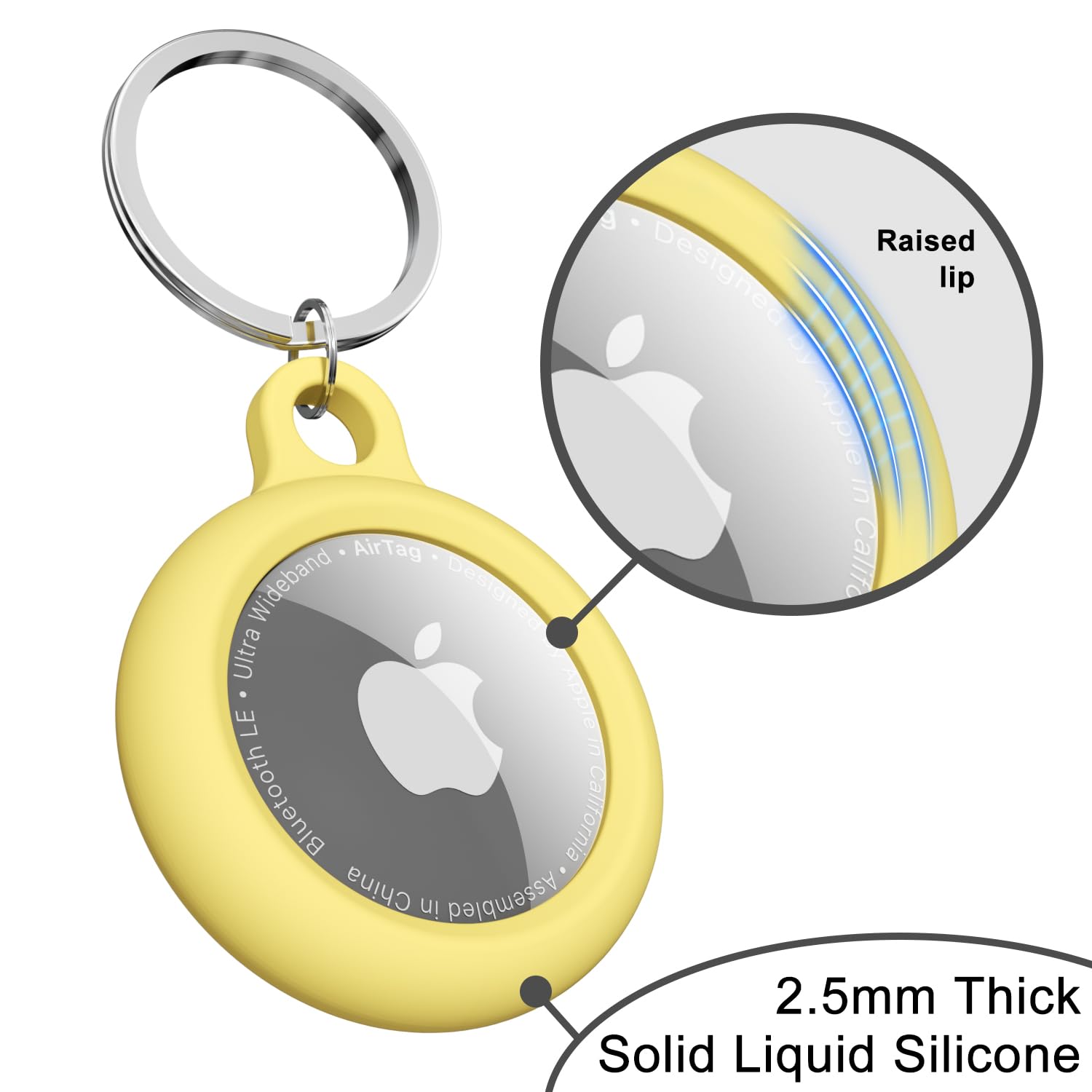 Biuupa 4 Pezzi Portachiavi AirTag - Porta Airtag per Apple, Chiavi Zaini e Animale in TPU Antiurto e Antigraffio con Cover Frontale, 360°Custodia AirTag, Mantiene Forte il Segnale-Multicolore