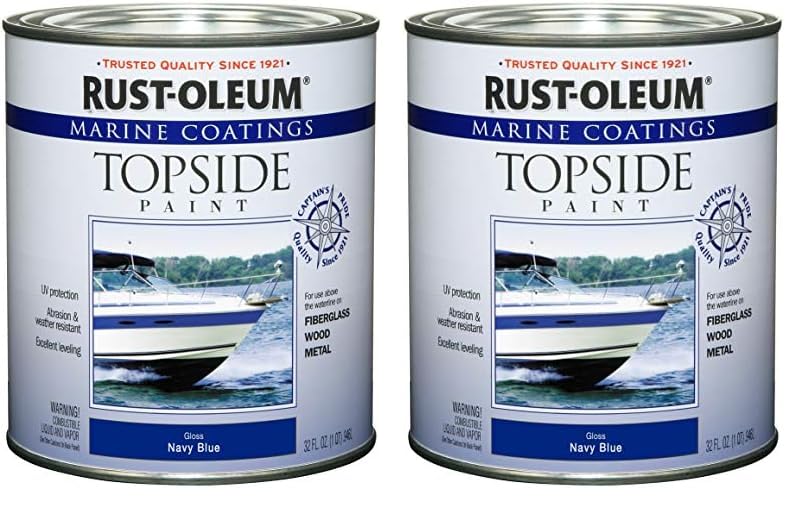 Rust-Oleum, Navy Blue, 207002 Marine Topside Paint, 1-Quart, 32 Fl Oz (Pack of 2), 11