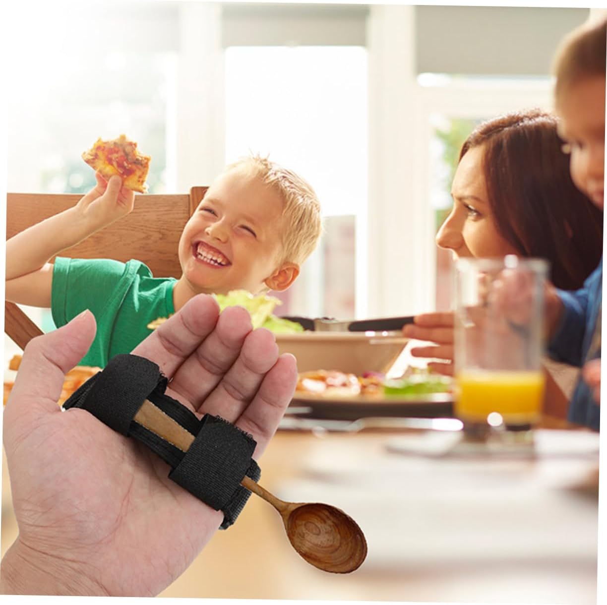 2pcs Adaptive Utensils Holder Strap Food Eating Aid Glove for Hand Assistance Portable Fixing Strap for Seniors and Disabled Space-Saving Design