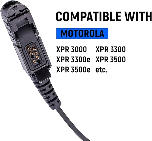 Miniatura 3 de POFENAL XPR 3500e XPR3300e Auricular extensible de un solo cable Walkie Talkie compatible con XPR3500 XPR3300 con micrófono PTT en forma de G