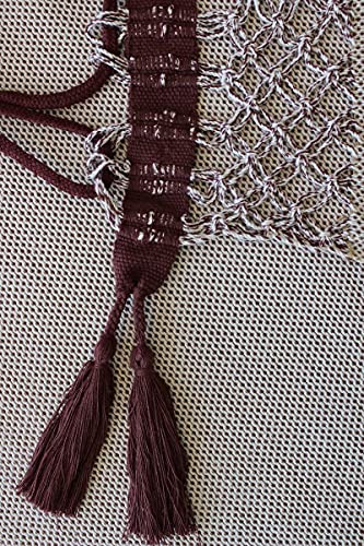 Silla Colgante de Algodón Orgánico 100% con Barra de Madera FSC – Estilo Artesanal Brasileño con Macramé – Interior y Exterior – Soporta 160 kg – Color Beige y Marrón – FASTOME - imagen 2