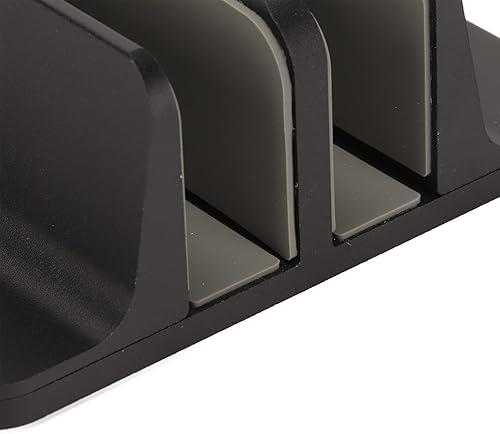 Miniatura 7 de Vertical Laptop Stand, Aluminum Alloy, Double Dock, Black, Cooling Stand,Laptop Stand Holder - Multifunctional Design, Silicone Anti - Scratch