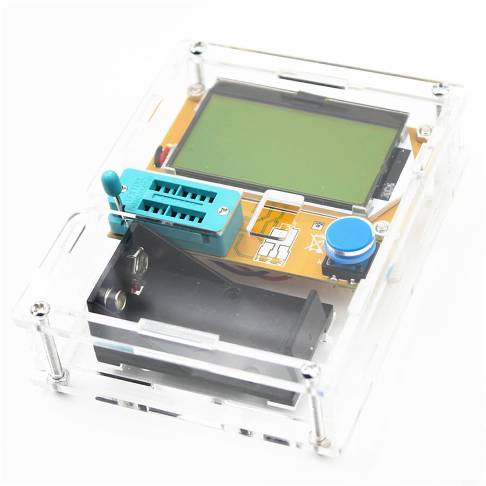 Oniissy Digitales Gerät, LCR-T4 für Digital-Transistor-Tester, Widerstandskapazität, Widerstandsmessgerät, Diode mit Hülle, zum Testen von Transistoren