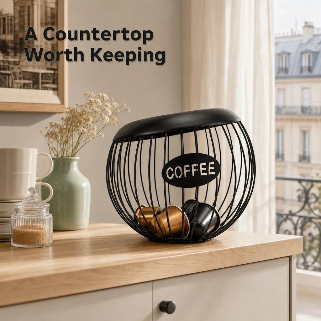 Kaffeekapseln Aufbewahrung Metall,kaffee kapsel aufbewahrung, Kapselhalter,Kaffeepads Aufbewahrung,Große Kapazität Kaffeepods Organizer, Geeignet für Büros, Wohnzimmer, Küchen,Schwarz