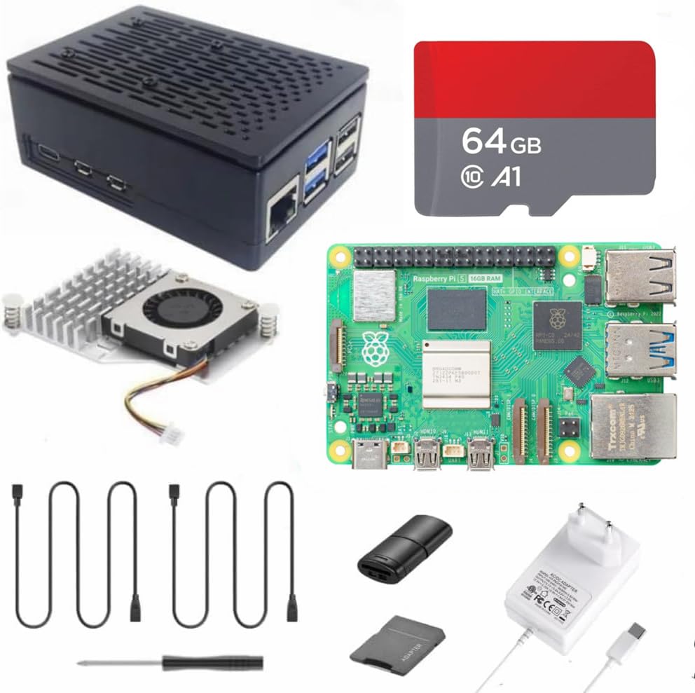 Vemico Raspberry Pi 5 16GB Starter Kit Card 64GB Pi 5 Case with