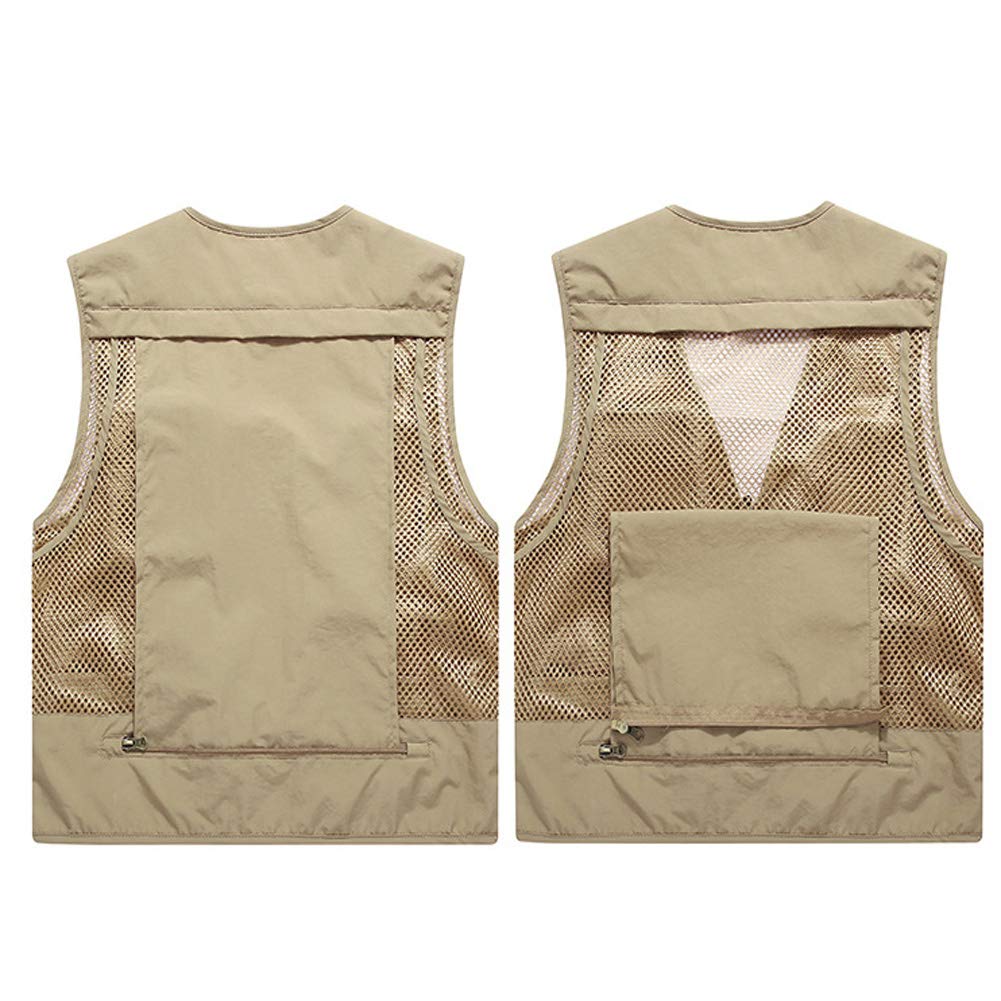 Gilet de pêche en maille respirante pour homme - Pour photographie, travail, extérieur, chasse, voyage, safari, journaliste, mariage, etc. - Rouge - X-Large