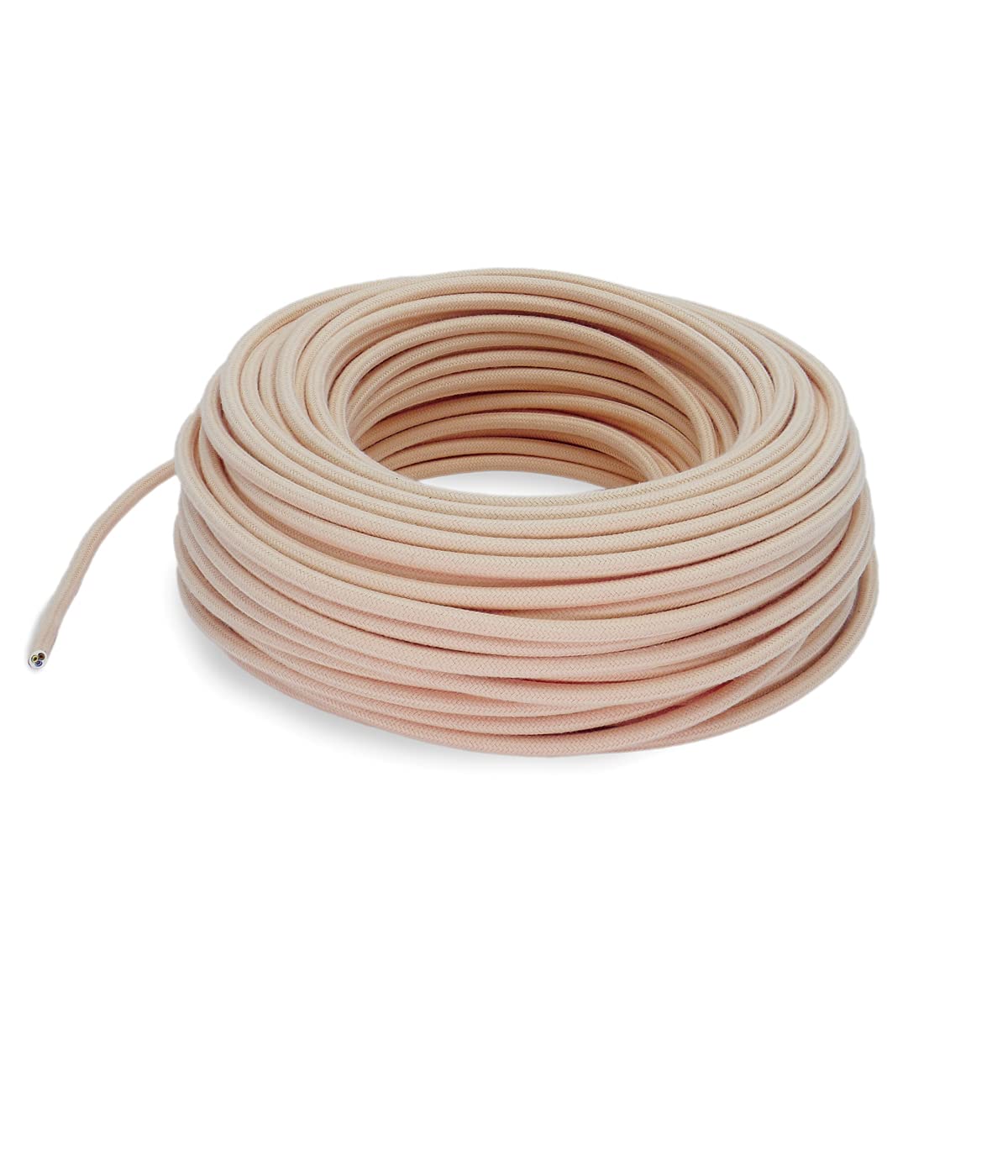 Cable textil para lámpara, cable de tela de 3 hilos (3 x 0,75 mm²) – Naranja Pesca. Fabricado en Italia (20 metros)