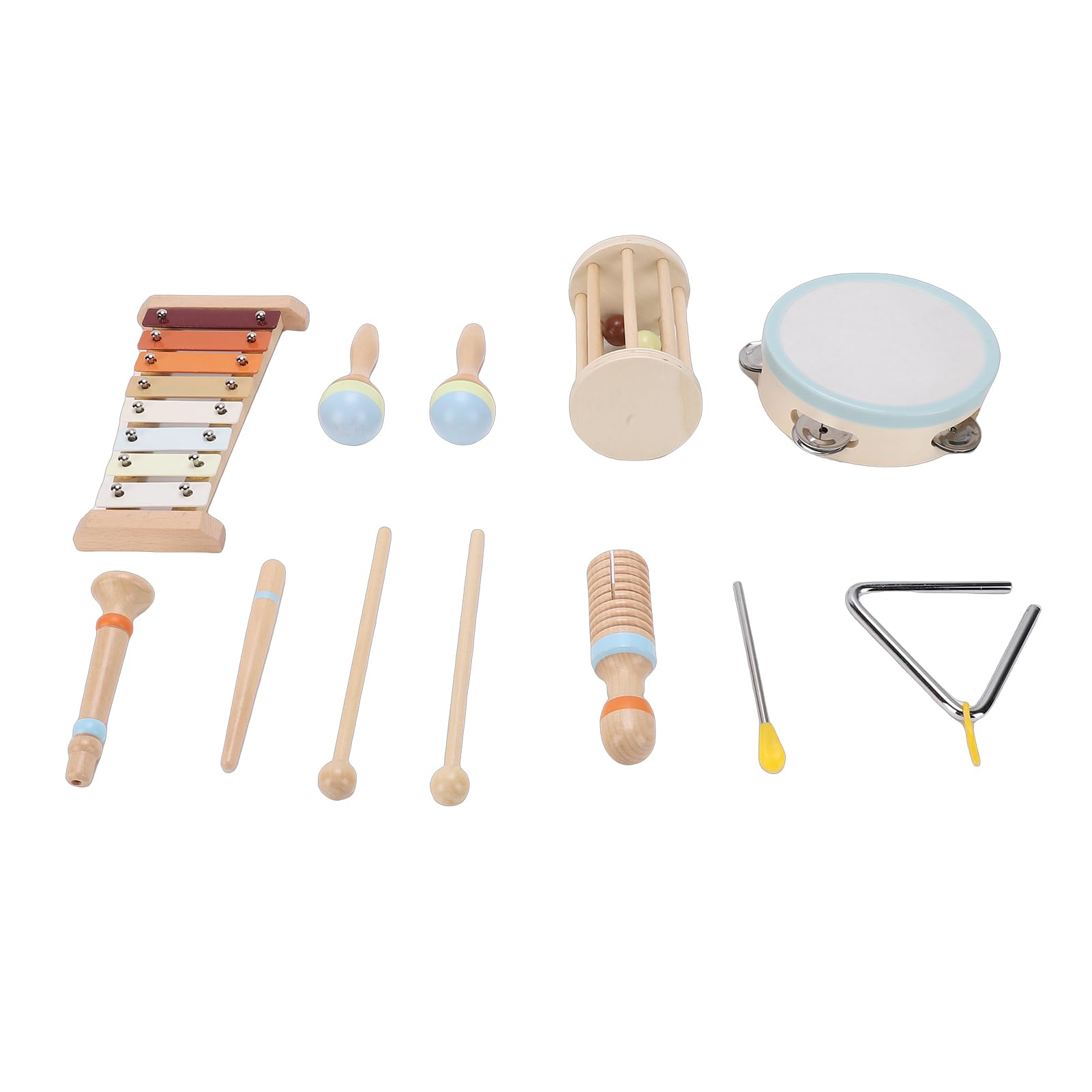 Generic Set di Strumenti Musicali Educativi per Percussioni Musicali in Legno per Bambini Aula in Legno di Faggio 13 Pezzi