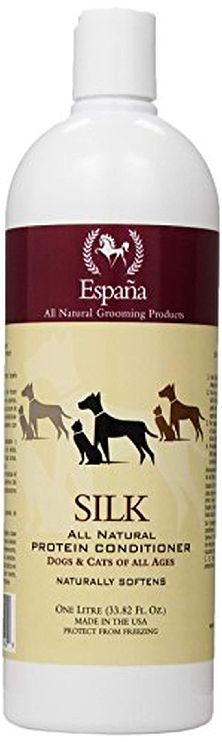 Espana Silk ESP1020DC Acondicionador de proteína de seda especialmente formulado para perros y gatos, 33.8 onzas