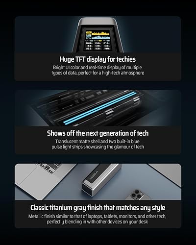 Miniatura 6 de Banco de 20 energía, 25,000 mAh compatible con 140 W PD3.1, cargador portátil con 3 puertos, pantalla TFT de estado de carga inteligente para