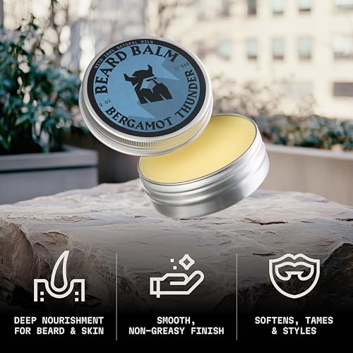 Vista 21 de Striking Viking Bálsamo para barba para hombres – Acondicionador para barba sin enjuague – Bálsamo de peinado hecho con mantequilla de barba