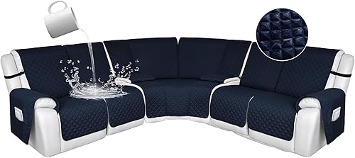 Miniatura 145 de HDCAXKJ 100% Fundas impermeables para sofá seccional reclinable en forma de L, funda de sofá reclinable acolchada lavable, fundas de esquina para