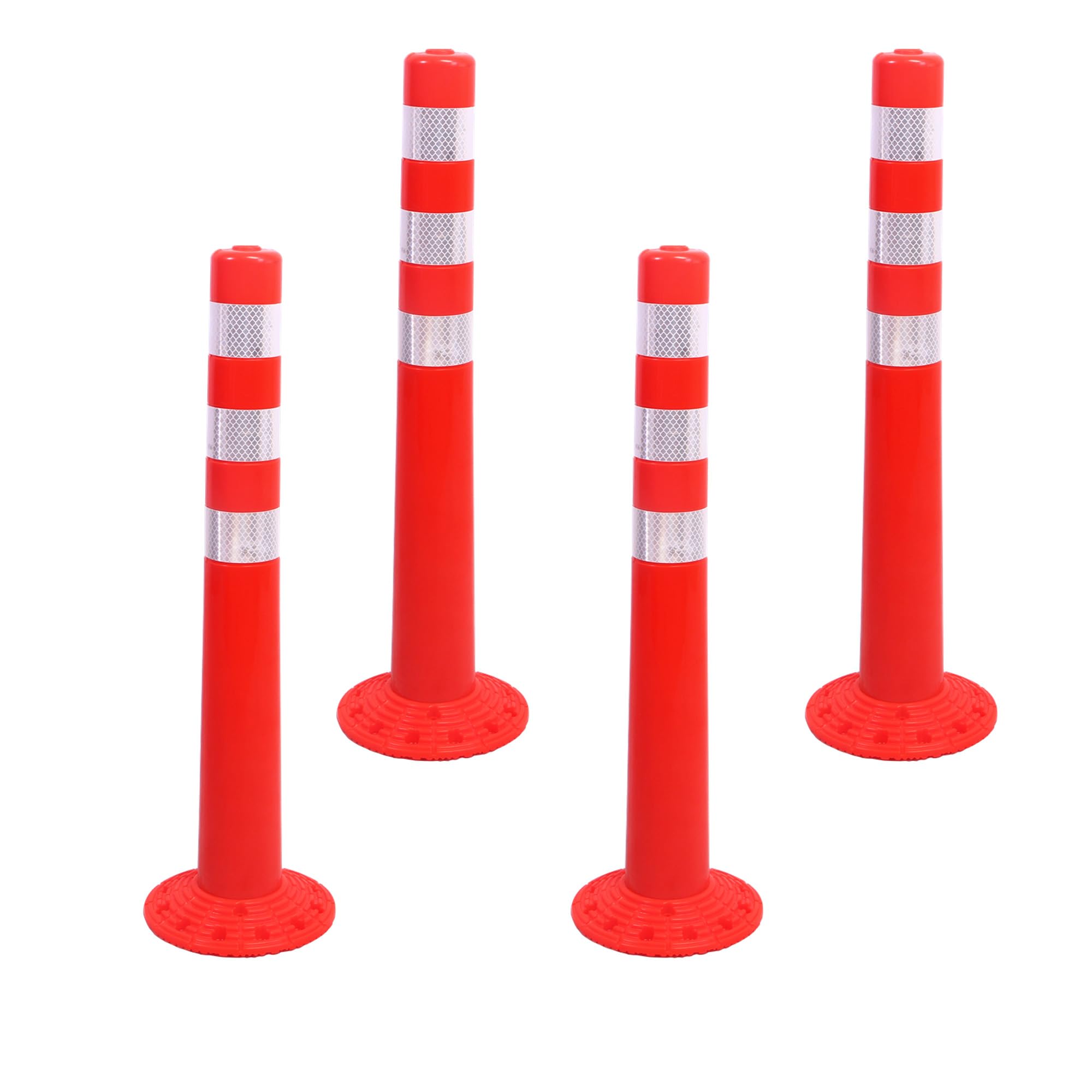 Set di 4 pali da 30"/75 cm, paletti portatili, arancioni con anelli riflettenti per la costruzione di strade, sicurezza parcheggio e controllo del traffico