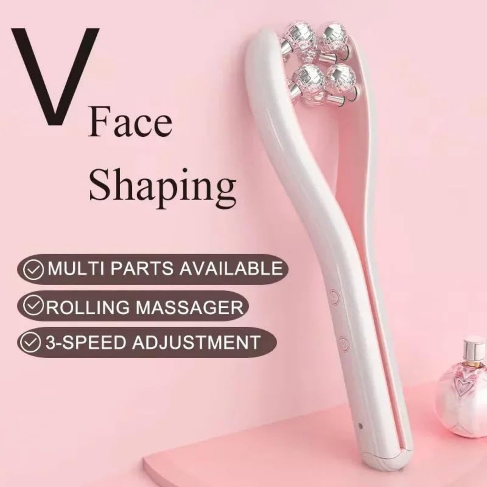 Rodillo modelador facial 3D con EMS, masajeador recargable en forma de V, herramienta de lifting facial, dispositivo portátil antienvejecimiento para aliviar la hinchazón y las arrugas (1PC)