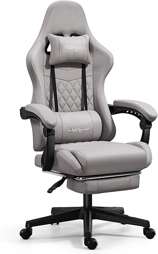 Darkecho Silla de juegos de tela con reposapiés, silla de oficina de masaje con cojín de resorte de bolsillo y reposabrazos de acoplamiento, silla