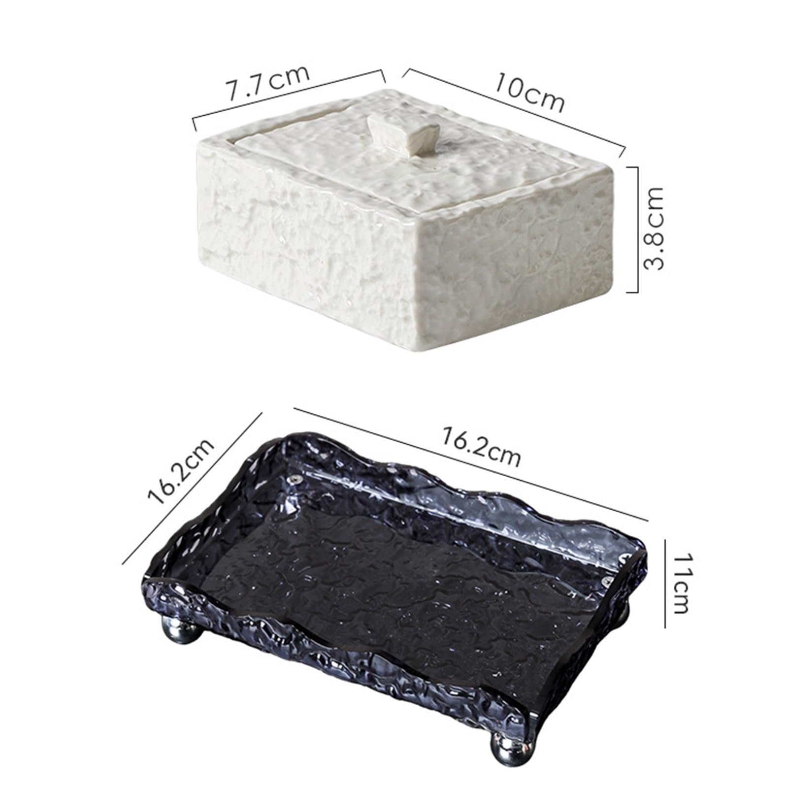 Zahnstocherspender, Aufbewahrungsbox aus Keramik für Wattestäbchen und Zahnseide, 2er-Pack mit Basis für Zuhause, Küche, Hotel