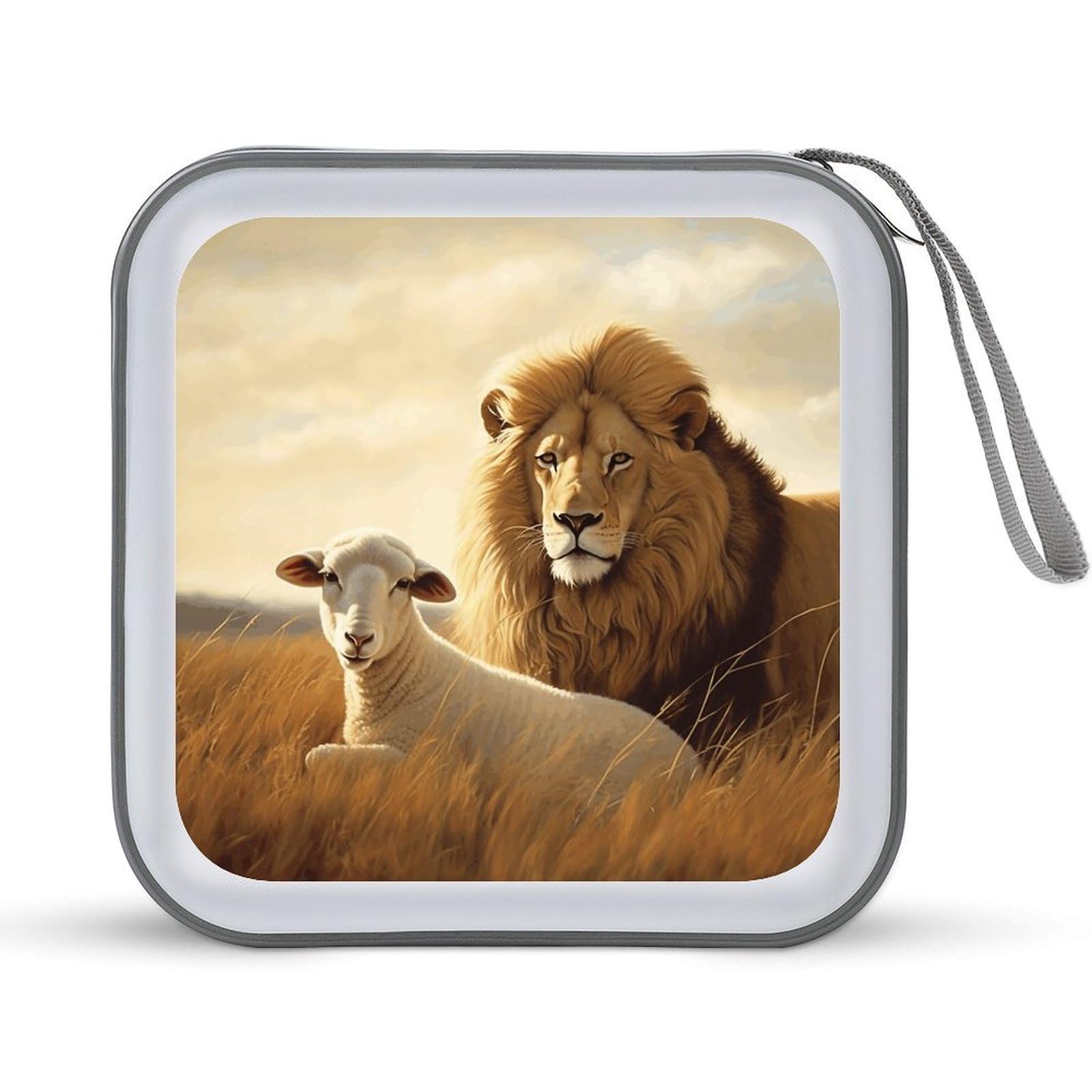 VstaDank Lion Sheep DVD Case 40 Capacity Protective Storage Organizer Binder Booklet Album Portable Disc Wallet Car CD Disc Holder Hard Plastic CD Case CD DVD Case Holder