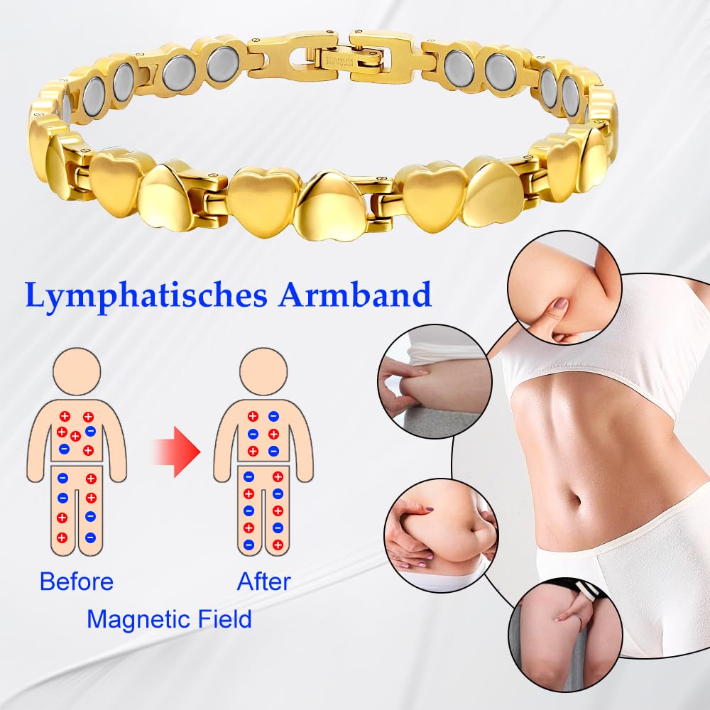 Love Energetix Bracelet magnétique en titane pour femme avec outil de réglage de la taille, boîte cadeau (3500 gauss)