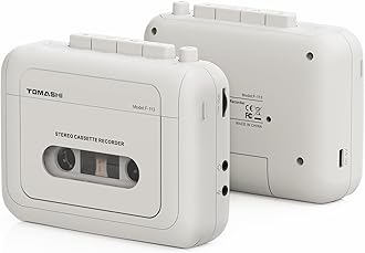 TOMASHI Cassette Player, Portable Stereo Playback, Supports External Mic and Earphone Port