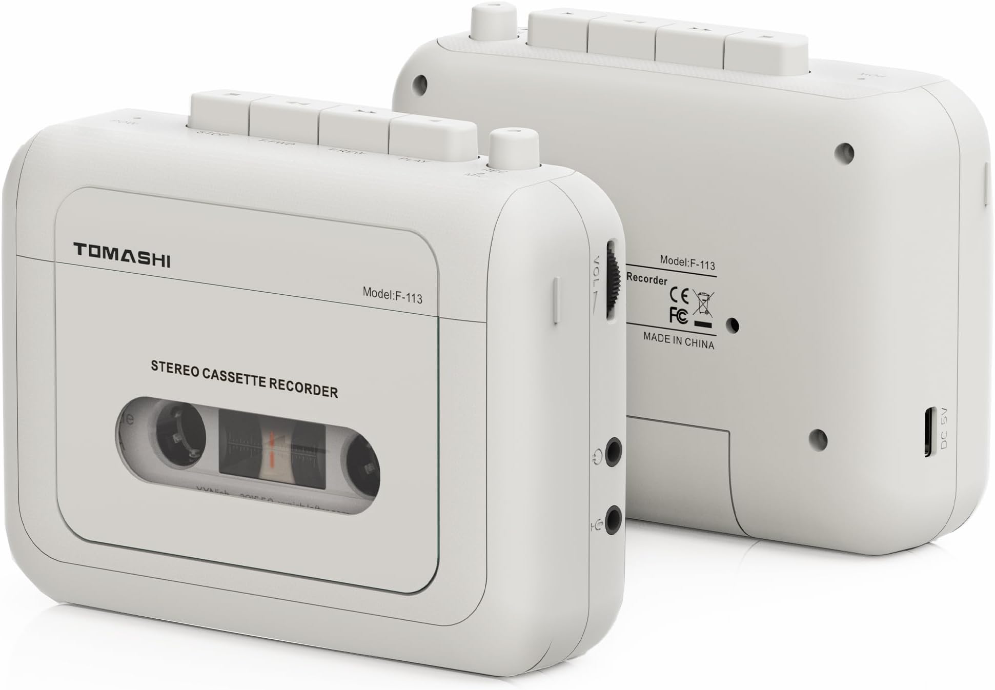 Walkman Cassette Player, Portable Stereo Playback, Supports External Mic and Earphone Port