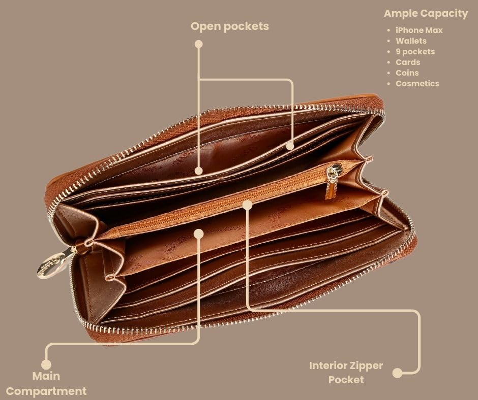 Italy Convertible Wallet Clutch – Embossed Red Leather Wristlet with Chain Strap | U.S.A. Company Ships from L.A.2