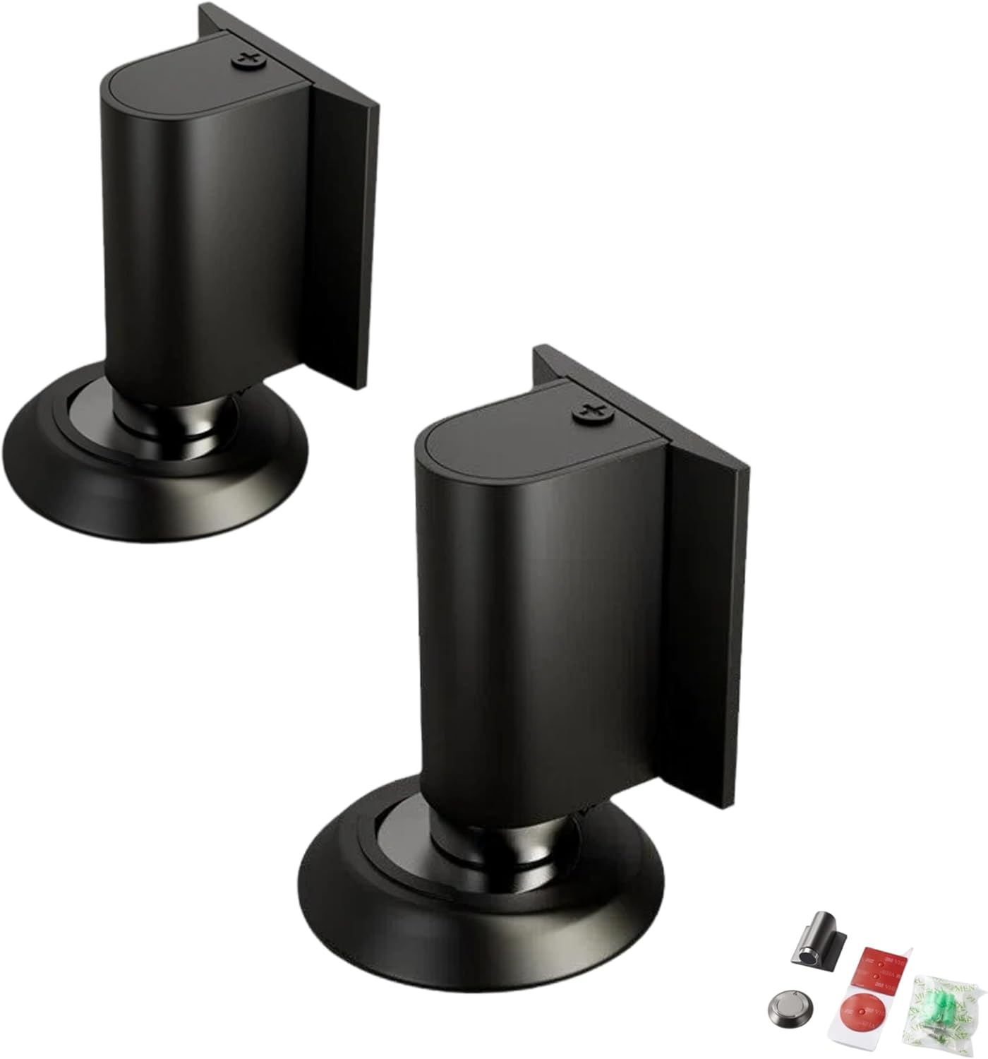 2 Pack Magnetic Door Stopper Bottom of Door Holder No Drilling Mount Floor Door Stop with Screws and Adhesive Catch Door Heavy Duty Magnetic Doors Catch Holder to Keep Doors Open (Black-2 Pack)