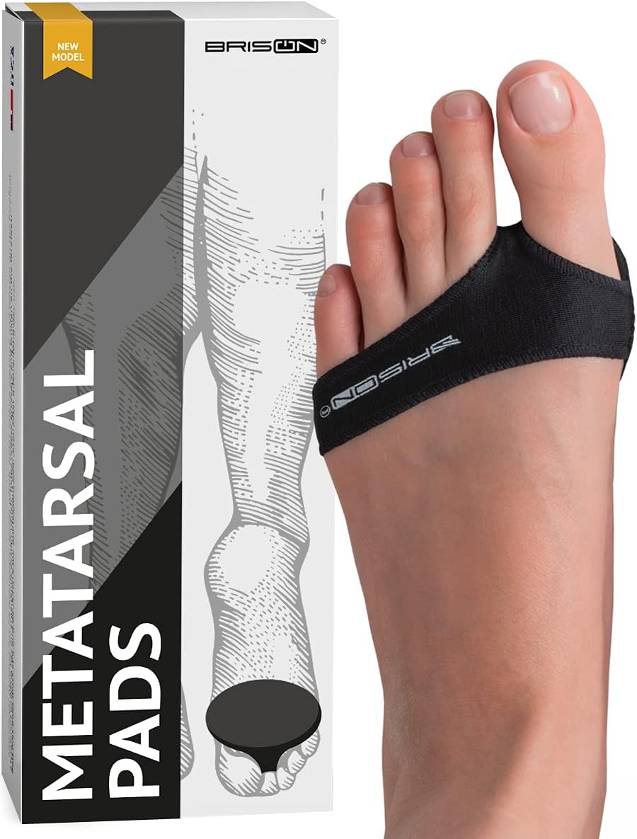 Fabric Metatarsal Pads - Ball of Foot Cushion Sleeves Burning Sensations Forefoot Blisters Metatarsalgia Pain Relief Foot Health Care Tight Fitting Feet - Gel Pads for Men Women - Black: Health & Personal Care