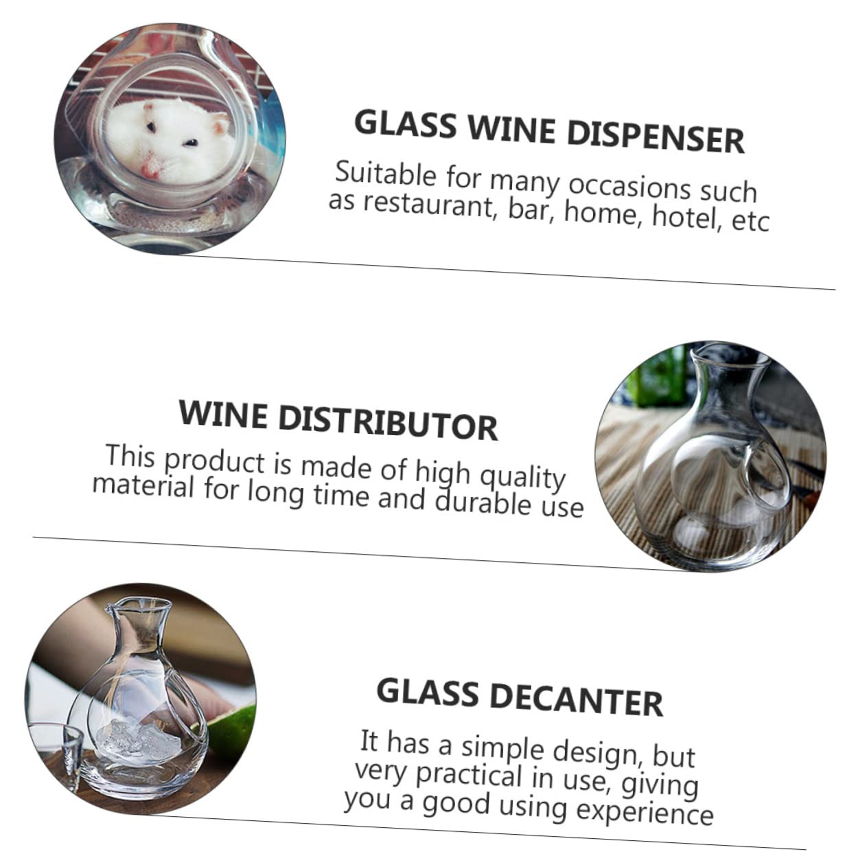 Alipis 250ml Glass Drink Dispenser Wine Decanter Thick Base for Bar Restaurant