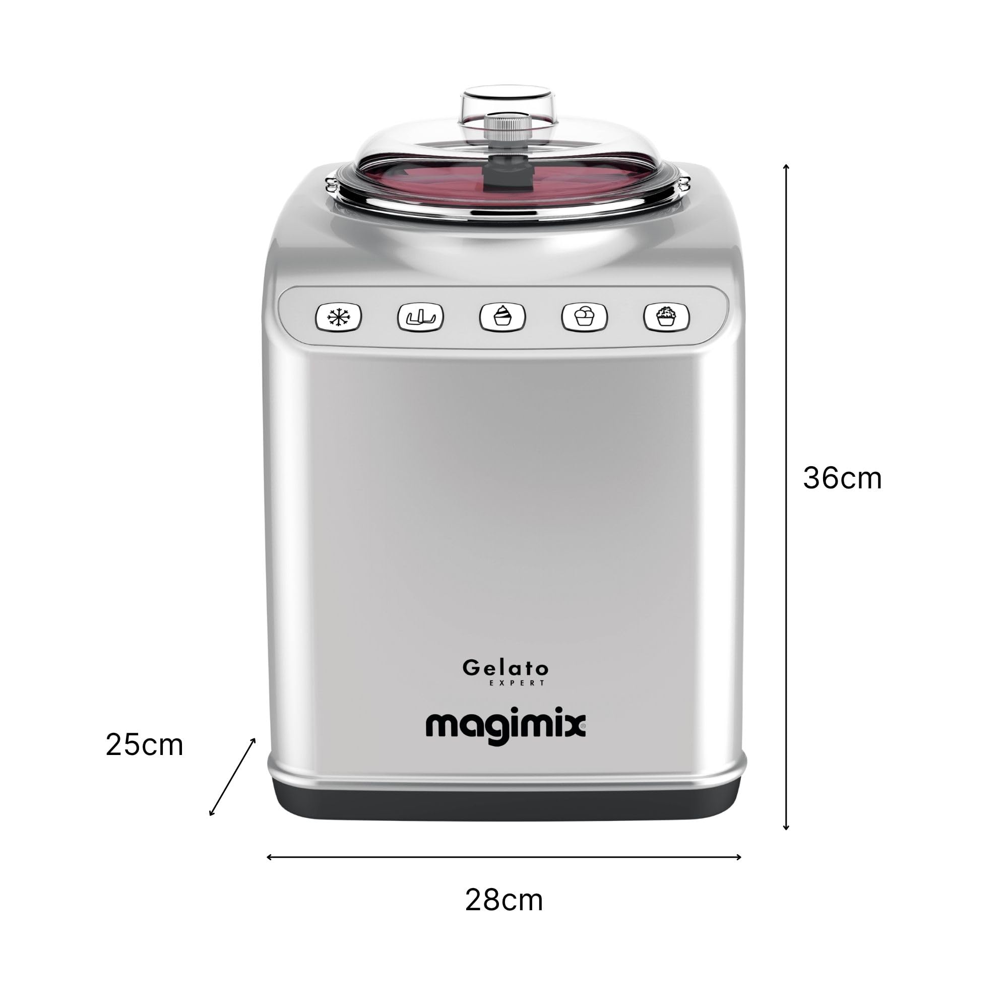 magimix Eismaschine mit Kompressor – Gelato Expert - 3-in-1 Eismaschine für Hausgemachtes Eis, Soft-Eis, Granita – Selbstkühlend ohne Vorkühlen – 2 x 2L Edelstahlbehälter – 140W – Made in Italy