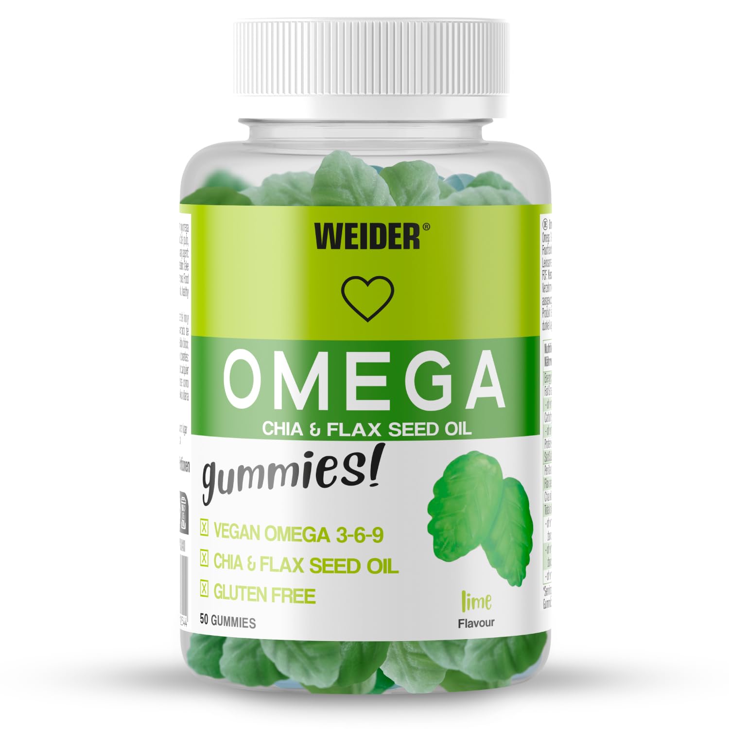 Weider Omega Gummies (50 Gummies) Lime Flavour, no Added Sugar