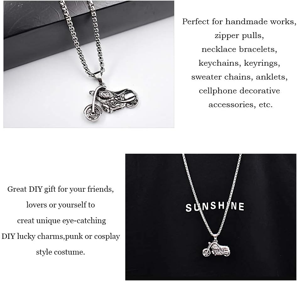 PH PandaHall 50pcs Motorbike Charms for Father’s Day, Motorcycle Beads Tibetan Alloy Charms Punk Style Pendants for Valentine DIY Necklace Bracelet Jewelry Making, Antique Silver - Image 7