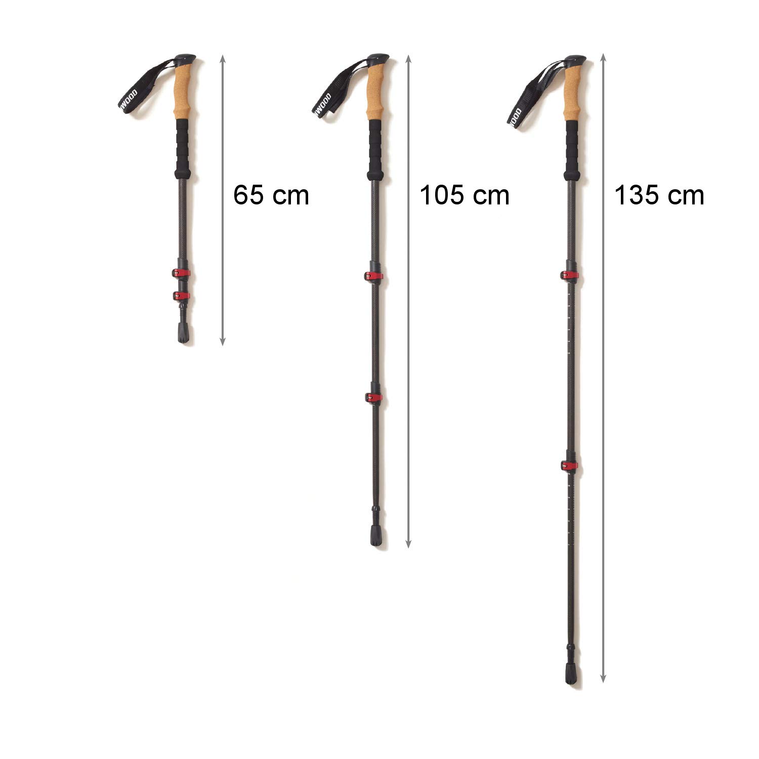 Steinwood Bastones de Senderismo de Carbono prémium, Muy Ligeros, Ajustables con telescópico y Cierre de Pinza con Tope de Goma Extra y Bolsa de Transporte