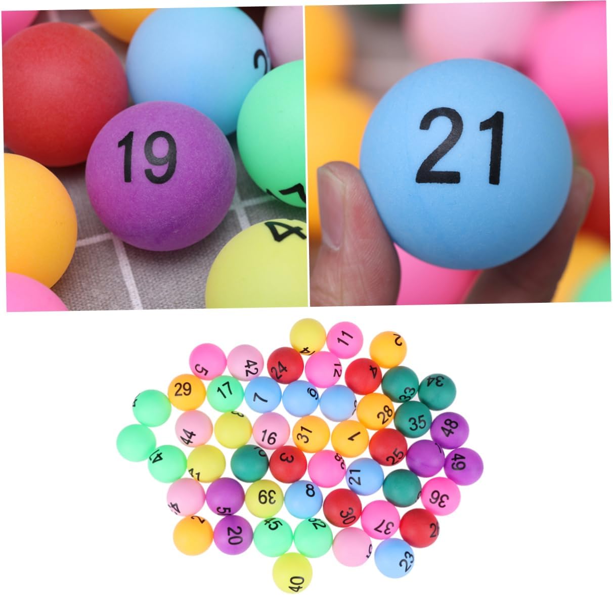 BESPORTBLE 150pieces Assorted Lottery Balls Printed Pong Balls for Raffles Events