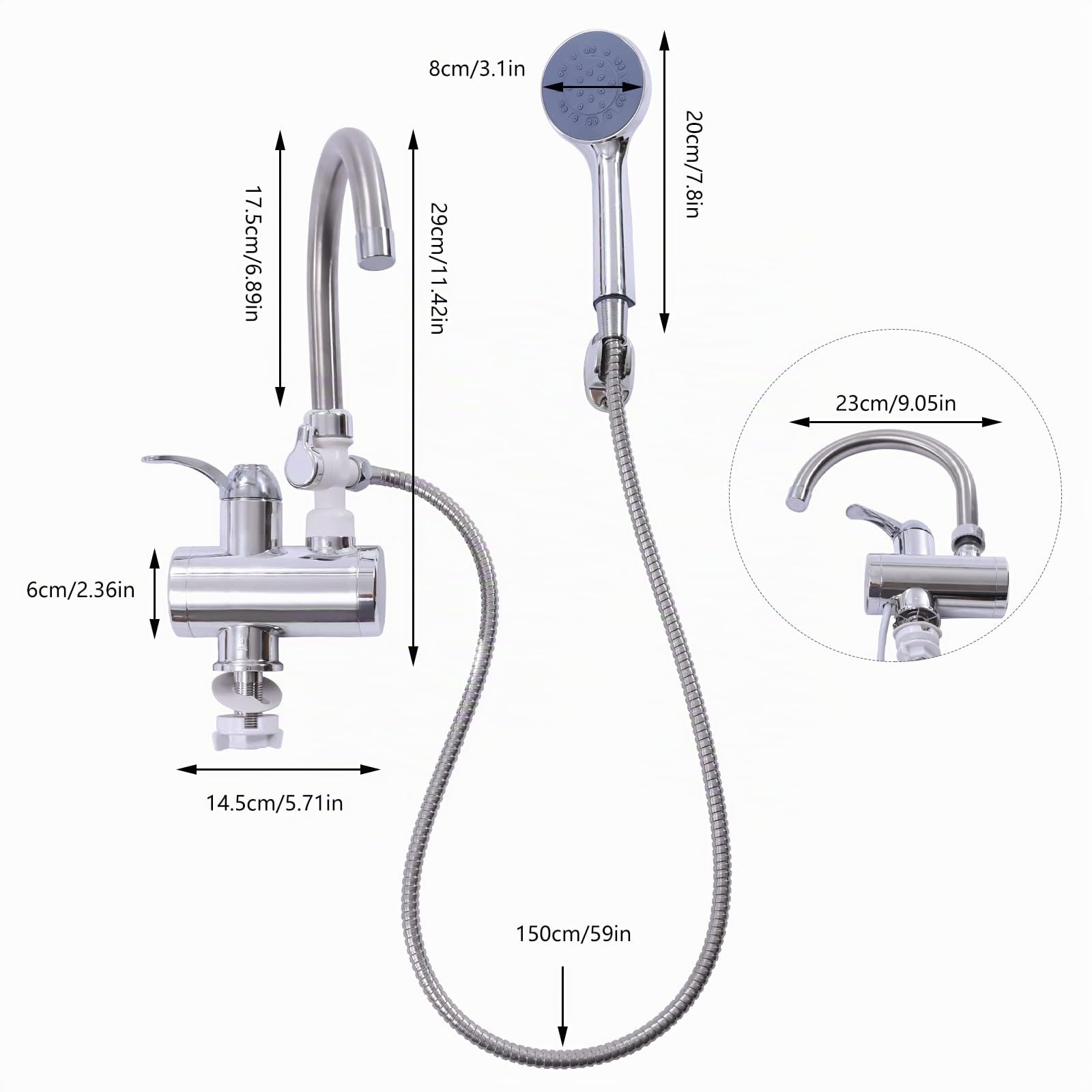 Grifo de agua caliente eléctrico con pantalla digital, calentador de agua instantáneo, grifo de ahorro de energía para cocina, baño, jardín, camping