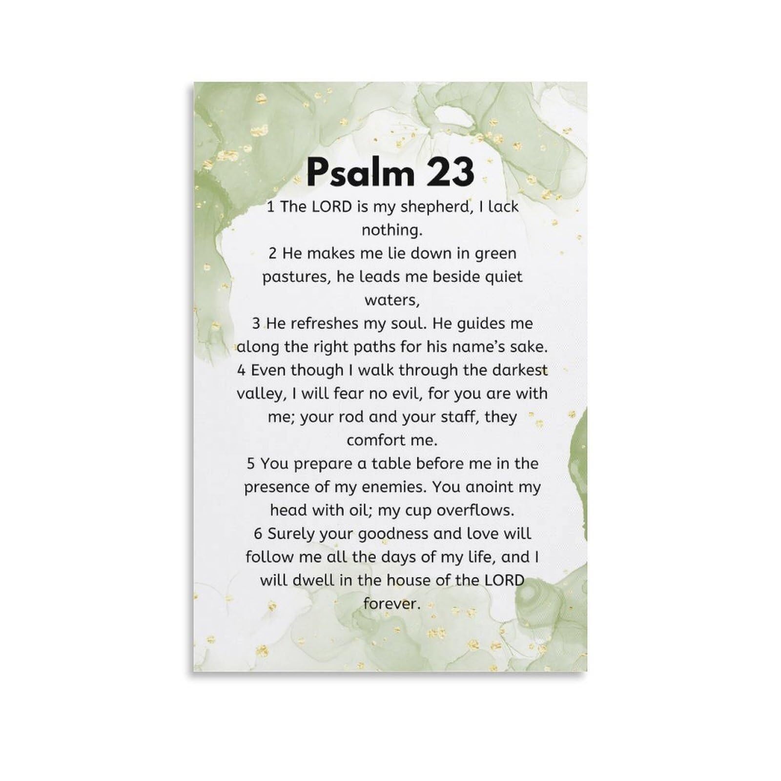 Mdbjtcyzn Unframed Inspirational Bible Art, Psalm 23 Prayer Poem Canvas Poster, Faith-Based Word Art Print For Living Room Bedroom Office Decor(,12X18inch(30X45cm))