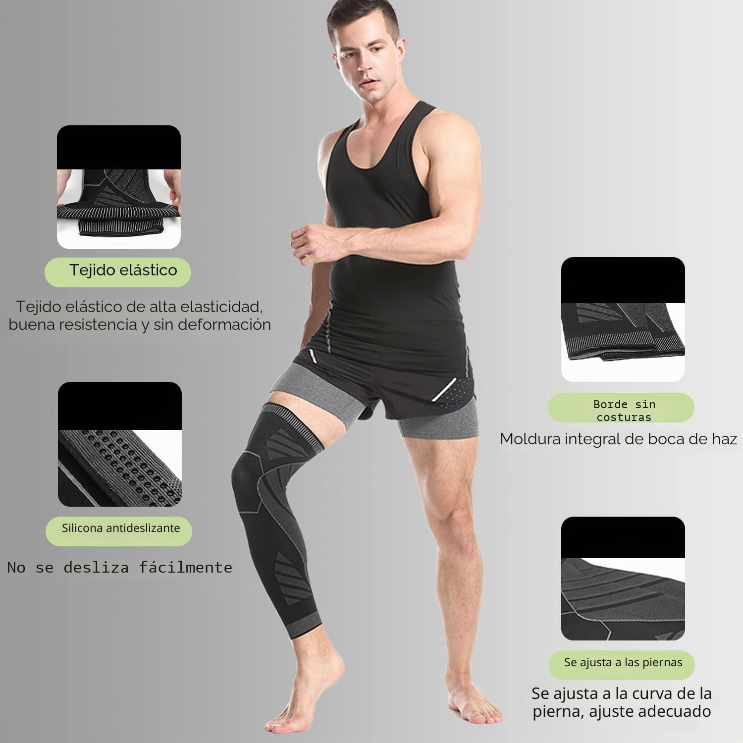 Mangas de Pierna de Compresión, Rodilleras de Compresión de Longitud Completa Antideslizante, Transpirable Calentadores de Piernas para Correr, Baloncesto, Ciclismo, Fútbol, Deporte