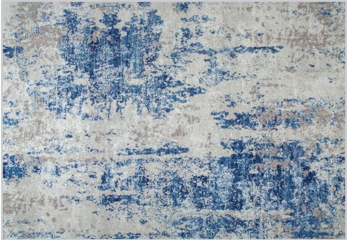 Tapis bleu moderne 120x160cm à poils courts doux et antidérapant