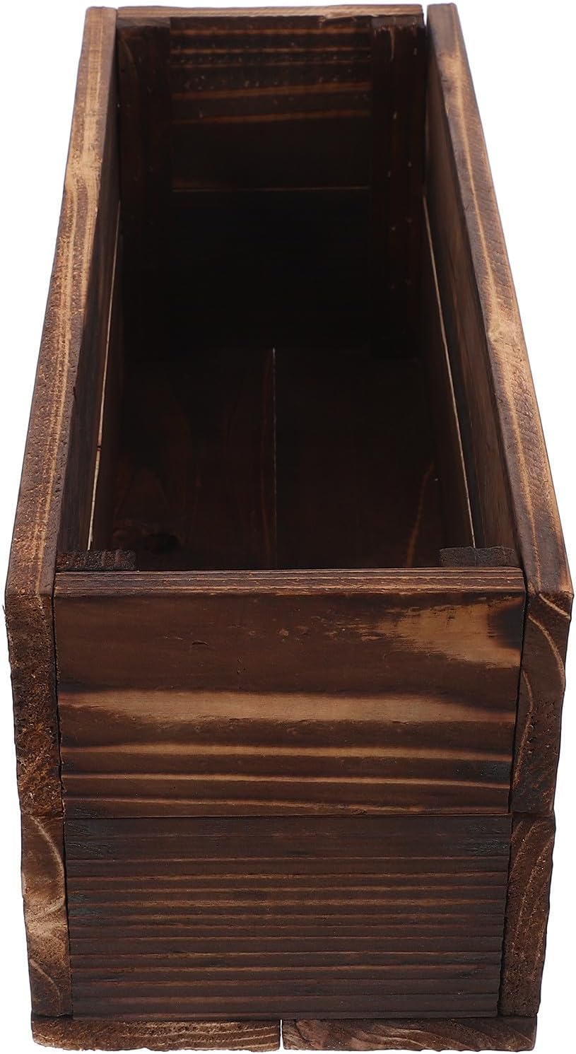 CHILDWEET Wooden Planter Box for Outdoor Balcony Succulent and Vegetable Growing, Rectangular Long Wood Flower Trough, Anti-Corrosion Solid Wood 40x14x15cm