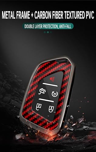 Miniatura 8 de ontto Funda inteligente para llavero con control remoto para Cadillac CT5 CT6 XTS XT4 XT5 ATS 2020 en adelante, textura de carbono y carcasa de
